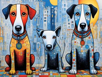 Produktbild: CALVENDO Puzzle Bunte Hunde - Reinschnuppern ins neue Jahr | 1000 Teile Lege-Gr&ouml;&szlig;e 64x48cm Foto-Puzzle f&uuml;r gl&uuml;ckliche Stunden