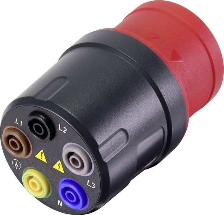 Produktbild: VOLTCRAFT VMA-3L 16 Messadapter CEE-Stecker 16A 5polig - Buchse 4mm Dunkelgrau, Rot