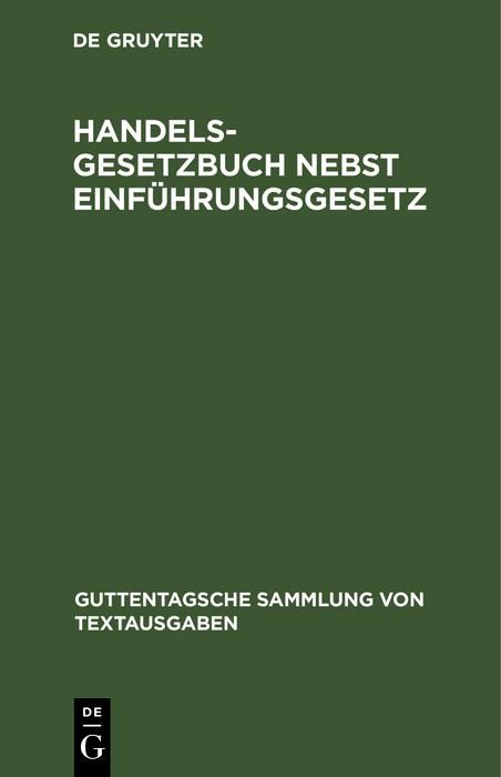 Produktbild: Handelsgesetzbuch nebst Einf&uuml;hrungsgesetz