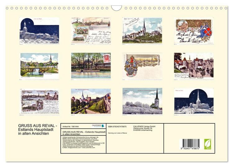 Produktbild: GRUSS AUS REVAL - Estlands Hauptstadt in alten Ansichten (Wandkalender 2026 DIN A3 quer), CALVENDO Monatskalender