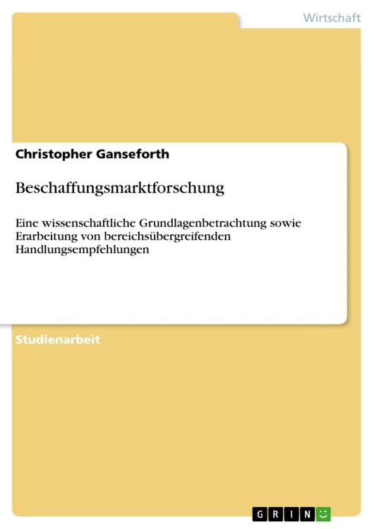 Produktbild: Beschaffungsmarktforschung