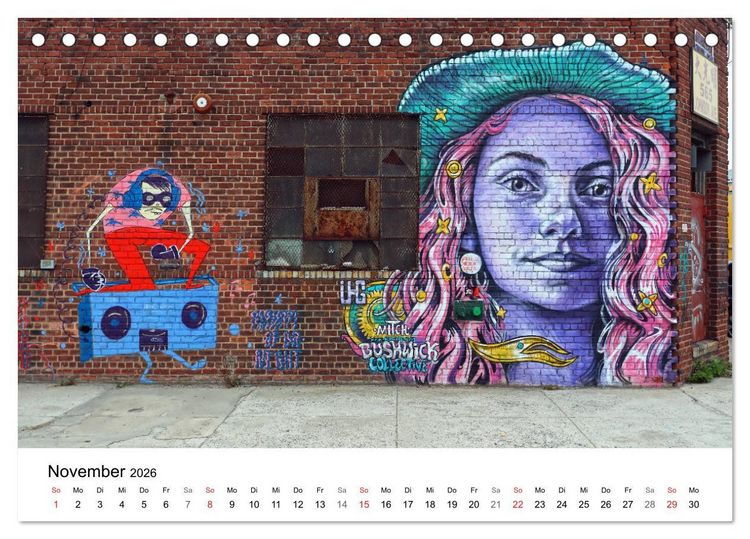 Produktbild: Brooklyn Street Art (Tischkalender 2026 DIN A5 quer), CALVENDO Monatskalender