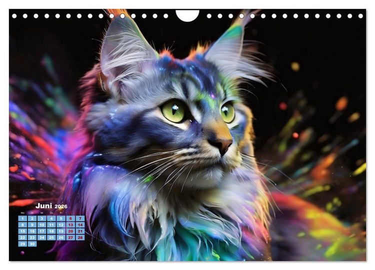 Produktbild: Splash - Katzen im Farbrausch (Wandkalender 2026 DIN A4 quer), CALVENDO Monatskalender