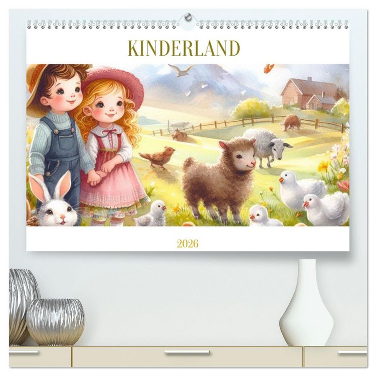 Produktbild: KINDERLAND (hochwertiger Premium Wandkalender 2026 DIN A2 quer), Kunstdruck in Hochglanz