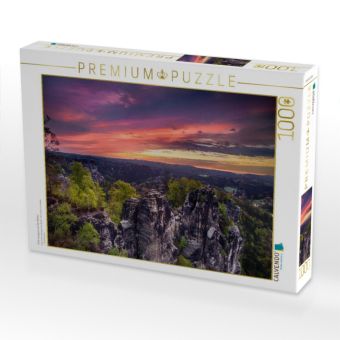 Produktbild: CALVENDO Puzzle Fr&uuml;h morgens auf der Bastei | 1000 Teile Lege-Gr&ouml;&szlig;e 64x48cm Foto-Puzzle f&uuml;r gl&uuml;ckliche Stunden