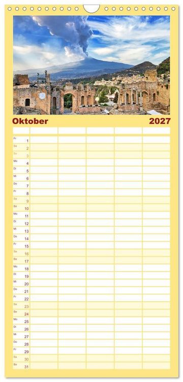 Produktbild: Familienplaner 2027 - Taormina - Juwel Siziliens mit antikem Charme mit 5 Spalten (Wandkalender, 21 x 45 cm) CALVENDO