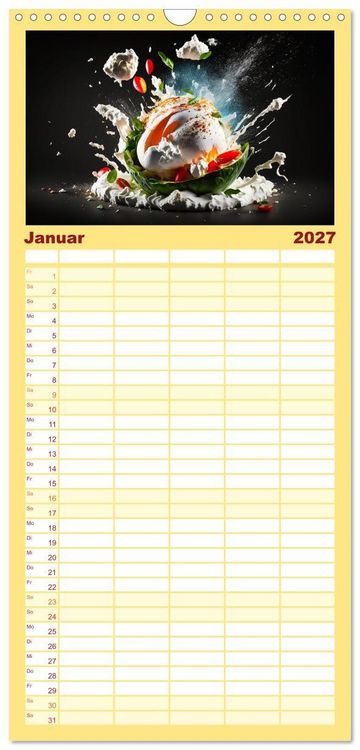 Produktbild: Familienplaner 2027 - Italienische Gerichte mit 5 Spalten (Wandkalender, 21 x 45 cm) CALVENDO