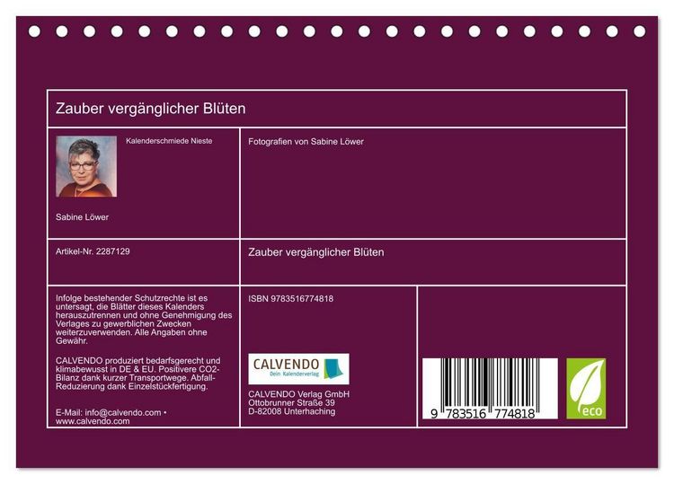 Produktbild: Zauber verg&auml;nglicher Bl&uuml;ten (Tischkalender 2027 DIN A5 quer), CALVENDO Monatskalender