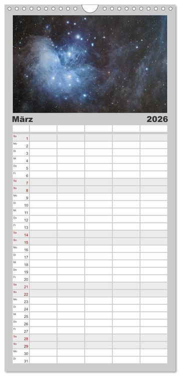 Produktbild: Familienplaner 2026 - Deep Sky Kalender mit 5 Spalten (Wandkalender, 21 x 45 cm) CALVENDO