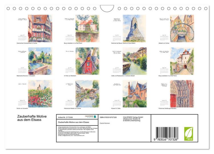 Produktbild: Zauberhafte Motive aus dem Elsass (Wandkalender 2026 DIN A4 quer), CALVENDO Monatskalender