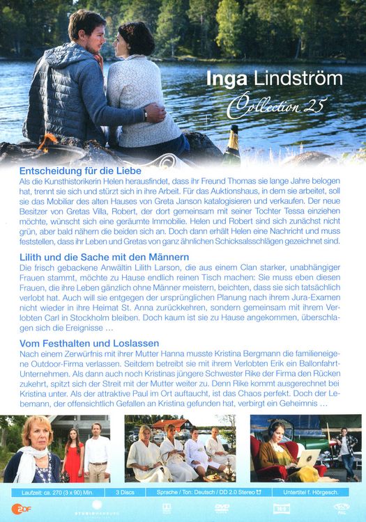 Produktbild: Inga Lindstr&ouml;m Collection 25 - Entscheidung f&uuml;r die Liebe, Lilith und die Sache mit den M&auml;nnern, Vom Festhalten und Loslassen [3 DVDs im Schuber]