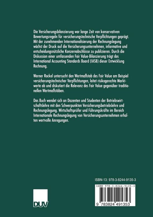 Produktbild: Fair Value-Bilanzierung versicherungstechnischer Verpflichtungen