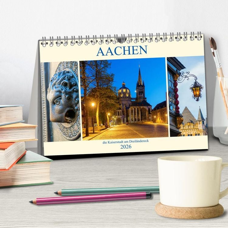 Produktbild: Aachen - die Kaiserstadt am Dreil&auml;ndereck (Tischkalender 2026 DIN A5 quer), CALVENDO Monatskalender