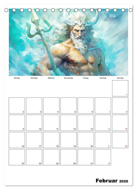Produktbild: Der g&ouml;ttliche Planer. Aquarelle von antiken griechischen G&ouml;ttern (Tischkalender 2026 DIN A5 hoch), CALVENDO Monatskalender
