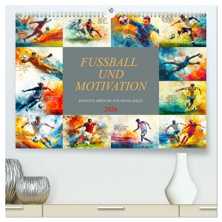 Produktbild: Fu&szlig;ball und Motivation (hochwertiger Premium Wandkalender 2026 DIN A2 quer), Kunstdruck in Hochglanz