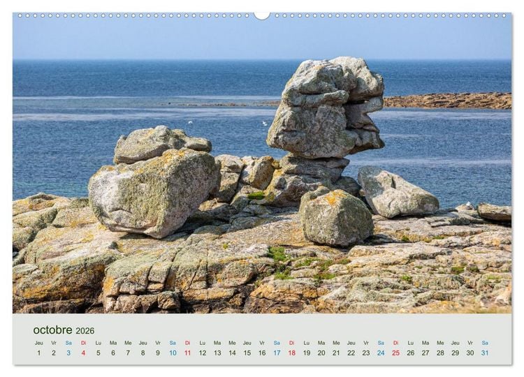 Produktbild: T&ecirc;tes de pierre sur les c&ocirc;tes de Bretagne (Calendrier mural 2026 DIN A2 vertical), CALVENDO calendrier mensuel