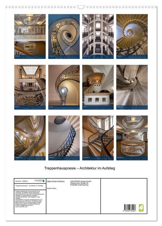 Produktbild: Treppenhauspoesie &ndash; Architektur im Aufstieg (Wandkalender 2027 DIN A2 hoch), CALVENDO Monatskalender