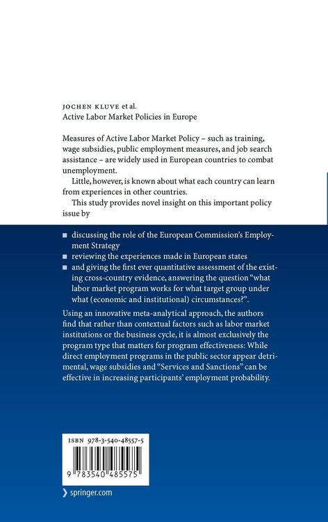 Produktbild: Active Labor Market Policies in Europe