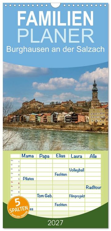 Produktbild: Familienplaner 2027 - Burghausen an der Salzach mit 5 Spalten (Wandkalender, 21 x 45 cm) CALVENDO