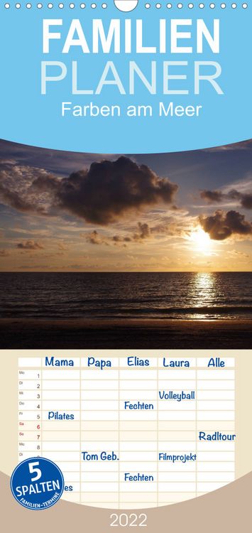 Produktbild: Familienplaner Farben am Meer (Wandkalender 2022 , 21 cm x 45 cm, hoch)
