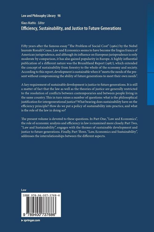 Produktbild: Efficiency, Sustainability, and Justice to Future Generations