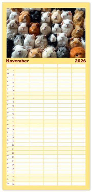 Produktbild: Familienplaner 2026 - Kuschelblicke mit 5 Spalten (Wandkalender, 21 x 45 cm) CALVENDO