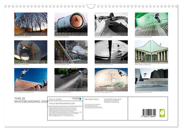 Produktbild: THIS IS SKATEBOARDING 2026 (Wandkalender 2026 DIN A3 quer), CALVENDO Monatskalender