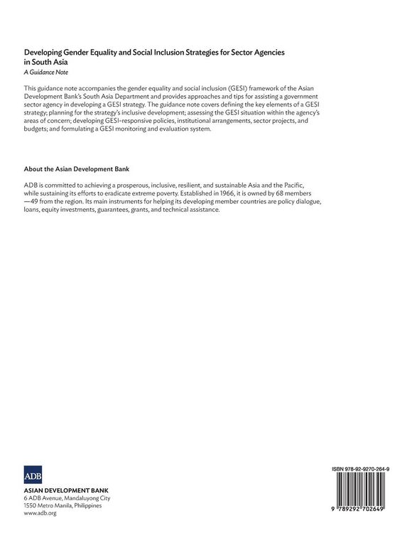 Produktbild: Developing Gender Equality and Social Inclusion Strategies for Sector Agencies in South Asia