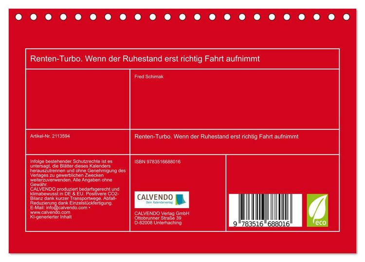 Produktbild: Renten-Turbo. Wenn der Ruhestand erst richtig Fahrt aufnimmt (Tischkalender 2026 DIN A5 quer), CALVENDO Monatskalender