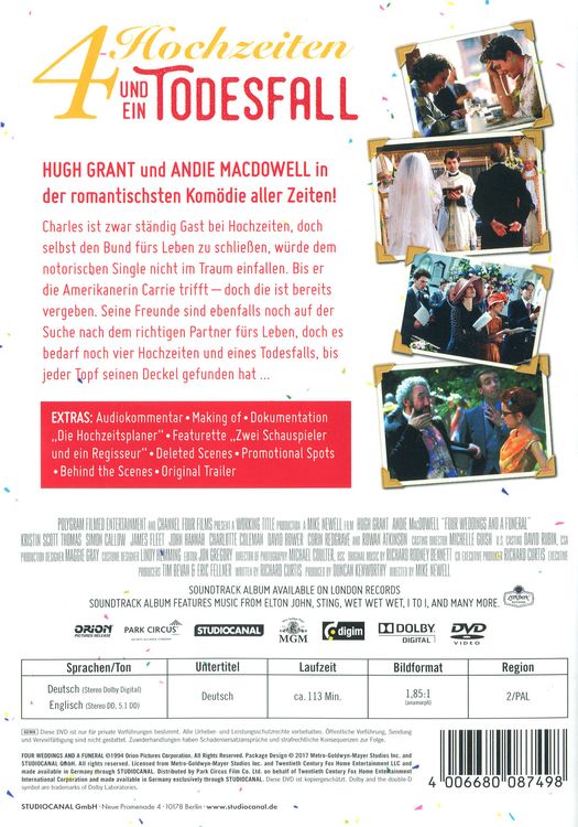 Vier Hochzeiten und ein Todesfall als DVD kaufen