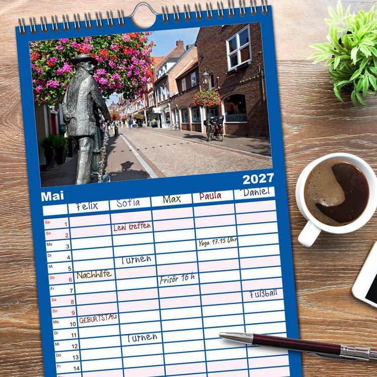 Produktbild: Familienplaner 2027 - Venlo mit 5 Spalten (Wandkalender, 21 x 45 cm) CALVENDO
