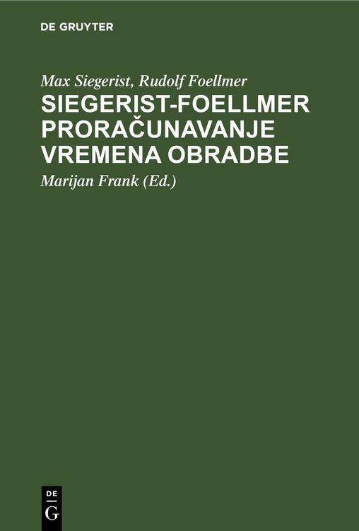 Produktbild: Siegerist-Foellmer Proračunavanje vremena obradbe
