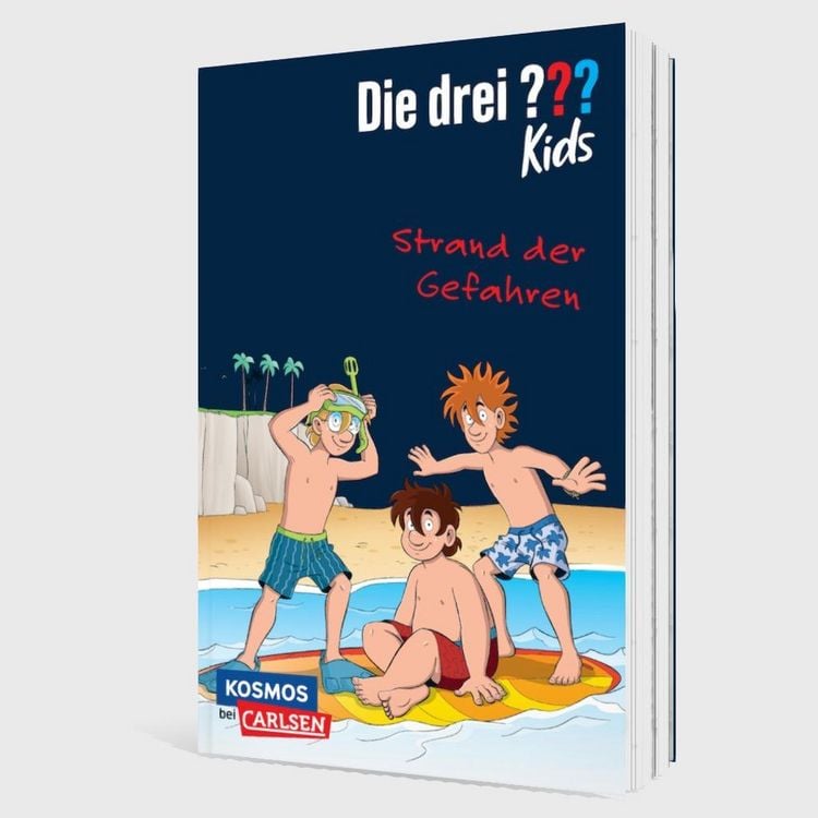 Produktbild: Die drei ??? Kids: Strand der Gefahren. Dreifachband. (Enth&auml;lt die B&auml;nde: Achtung, Strandr&auml;uber!, Insel der Haie, Surfstrand in Gefahr)