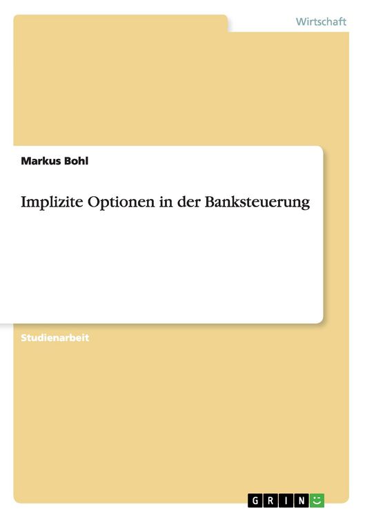 Produktbild: Implizite Optionen in der Banksteuerung