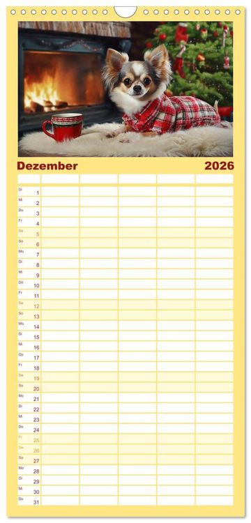Produktbild: Familienplaner 2026 - Chillige Chihuahuas - Entspannte Fellnasen genie&szlig;en das Leben mit 5 Spalten (Wandkalender, 21 x 45 cm) CALVENDO