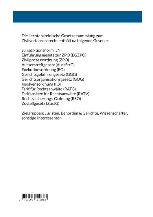 Produktbild: Gesetzessammlung des liechtensteinischen Rechts - Zivilverfahrensrecht