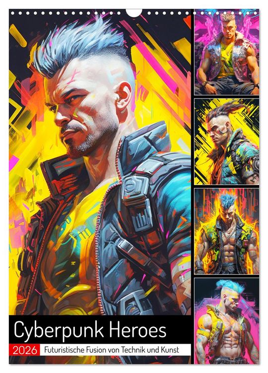 Produktbild: Cyberpunk Heroes. Futuristische Fusion von Technik und Kunst (Wandkalender 2026 DIN A3 hoch), CALVENDO Monatskalender