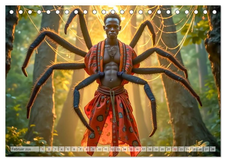Produktbild: Afrikanische Mythologie - G&ouml;tter, Helden und Monster (Tischkalender 2026 DIN A5 quer), CALVENDO Monatskalender