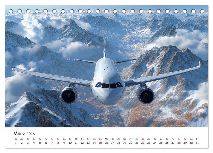 Produktbild: Flugzeugkalender - Die sch&ouml;nsten Passagiermaschinen (Tischkalender 2026 DIN A5 quer), CALVENDO Monatskalender