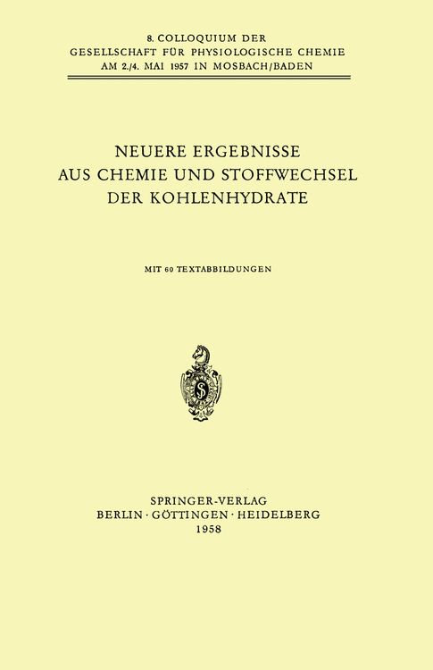 Produktbild: Neuere Ergebnisse aus Chemie und Stoffwechsel der Kohlenhydrate