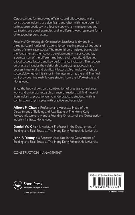 Produktbild: Relational Contracting for Construction Excellence