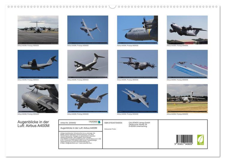 Produktbild: Augenblicke in der Luft: Airbus A400M (hochwertiger Premium Wandkalender 2026 DIN A2 quer), Kunstdruck in Hochglanz