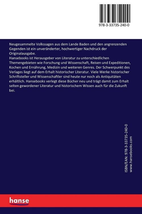 Produktbild: Neugesammelte Volkssagen aus dem Lande Baden und den angrenzenden Gegenden
