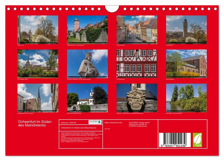 Produktbild: Ochsenfurt im S&uuml;den des Maindreiecks (Wandkalender 2026 DIN A4 quer), CALVENDO Monatskalender