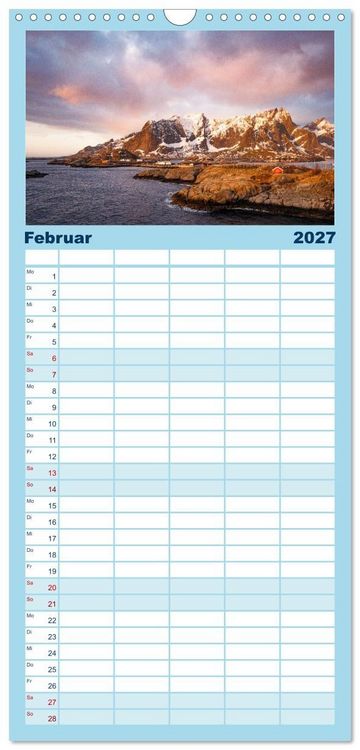 Produktbild: Familienplaner 2027 - Licht des Nordens - LOFOTEN mit 5 Spalten (Wandkalender, 21 x 45 cm) CALVENDO