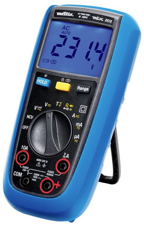 Produktbild: Metrix MTX 203 Hand-Multimeter digital Spritzwassergesch&uuml;tzt (IP54) CAT III 600 V Anzeige (Counts): 6000