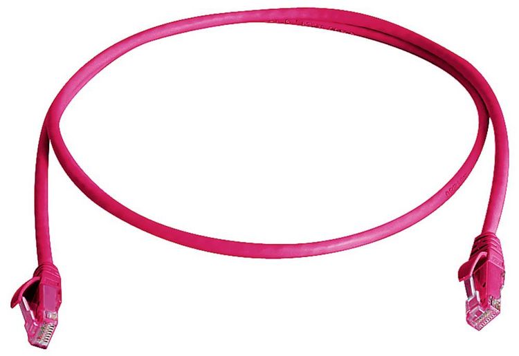 Produktbild: Teleg&auml;rtner 100008319 RJ45 Patchkabel CAT 6 2.0 m Rot Flammwidrig, mit Knickschutzt&uuml;lle 1 St.
