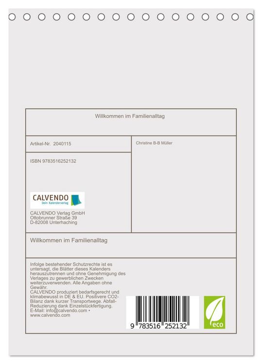 Produktbild: Willkommen im Familienalltag (Tischkalender 2026 DIN A5 hoch), CALVENDO Monatskalender