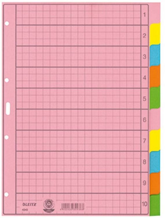 Produktbild: Papierregister A4 blanko 5-farbig 10 Blatt