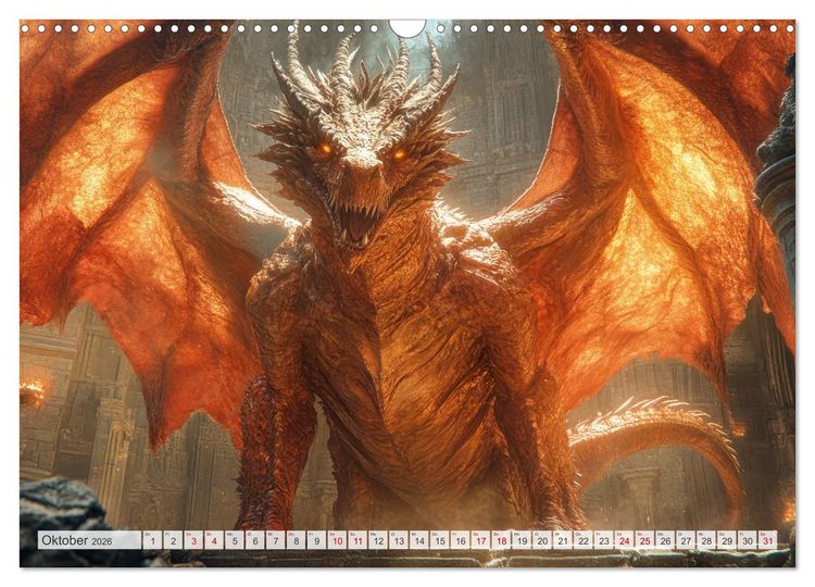 Produktbild: M&Auml;CHTIGE DRACHEN Mystische Wesen (Wandkalender 2026 DIN A3 quer), CALVENDO Monatskalender